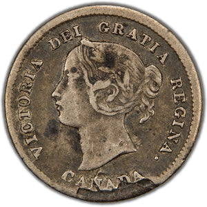 Canada 1872-H 5 Cents Silver Coin - VF - Obverse Lamination