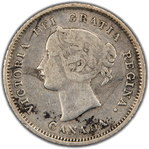 Canada 1874-H Crosslet  4 5 Five Cents Silver Coin - Fine
