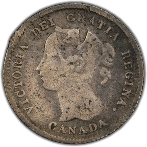 Canada 1875-H Small Date 5 Cents Silver Coin - Damaged / Filler