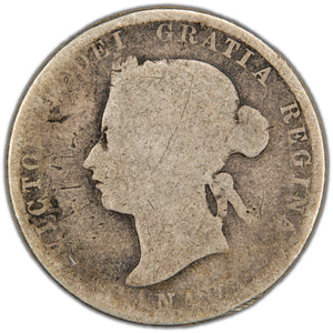Canada 1875-H 25 Cents Quarter Silver Coin - Circulated