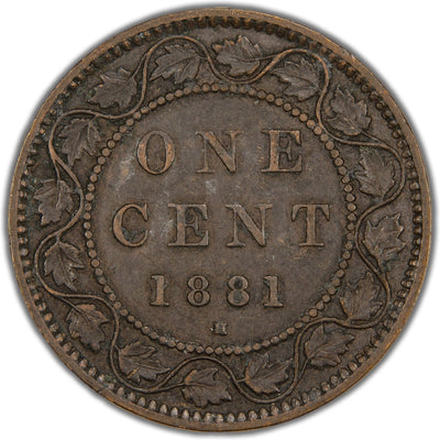 Canada 1881-H Double Punch N in Regina 1 Large Cent Coin