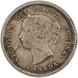 Canada 1884 5 Five Cents Silver Coin - Fine (obverse scratched)