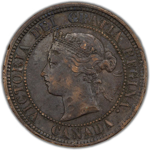 Canada 1884 Obv #1 1 Large Cent Coin - Very Fine (damage)
