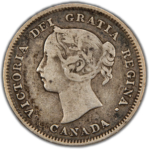 Canada 1885 Large 5 5 Five Cents Silver Coin - Fine +