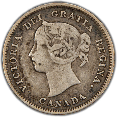 Canada 1885 Large 5 5 Five Cents Silver Coin - Fine +