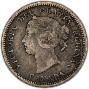 Canada 1886 Small 6 5 Five Cents Silver Coin - Fine