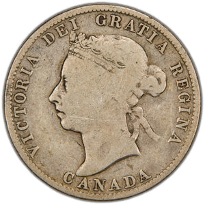 Canada 1888 Narrow 8 25 Cents Quarter Silver Coin - G/VG