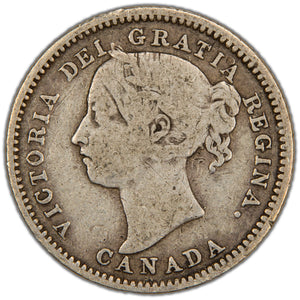 Canada 1892 Obverse #5 10 Cents Dime Silver Coin - VG/F