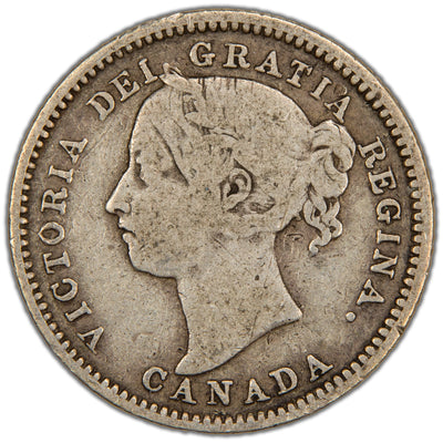 Canada 1892 Obverse #5 10 Cents Dime Silver Coin - VG/F
