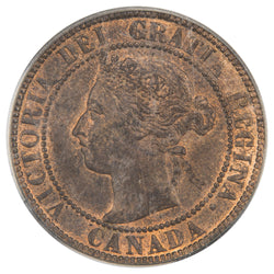 Obverse of a Canada 1900 1 Large Cent coin (PCGS MS-62 Red & Brown, SKU: 4426934), featuring the draped bust of Queen Victoria facing left, surrounded by VICTORIA DEI GRATIA REGINA CANADA.