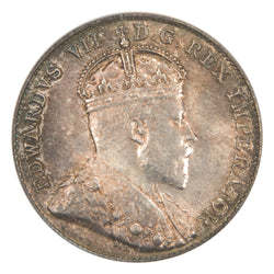 Obverse of a Canada 1902-H 10 Cents Dime silver coin (PCGS MS-64, SKU: 3560464), featuring the crowned profile portrait of King Edward VII facing right, surrounded by EDWARDVS VII DEI GRATIA REX IMPERATOR.