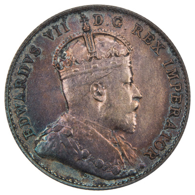 Obverse of a Canada 1903-H 10 Cents Dime Silver coin (ICCS AU-55, SKU: XEW 910), featuring the crowned profile portrait of King Edward VII facing right, surrounded by EDWARDUS VII DEI GRATIA REX IMPERATOR.
