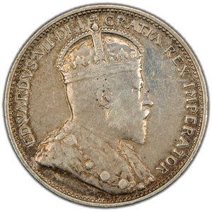 Canada 1909 25 Cents Quarter Silver Coin - VF (cleaned)