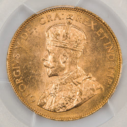 Obverse of a Canada 1913 $10 Ten Dollars gold coin (PCGS MS-63, Canada Gold Reserve provenance, SKU: 49952968), featuring the crowned profile portrait of King George V facing left, surrounded by the outer legend GEORGIUS V DEI GRA: REX ET IND: IMP:.