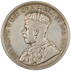 Obverse of a Dominion of Canada 1917 50 Cents silver coin (SKU: SP2869) in Very Fine condition, featuring the crowned bust portrait of King George V facing left in robed regalia, surrounded by the legend GEORGIVS V DEI GRA: REX ET IND: IMP: with CANADA below.