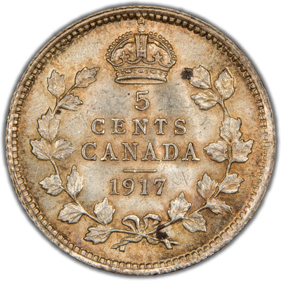 Canada 1917 5 Cents Silver Coin - Uncirculated