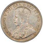 Obverse of a Dominion of Canada 1919 50 Cents silver coin (SKU: SP2868) in Very Fine/Extremely Fine condition, featuring the crowned bust portrait of King George V facing left in robed regalia, surrounded by the legend GEORGIVS V DEI GRA: REX ET IND: IMP: with CANADA below.