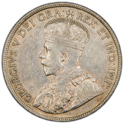 Obverse of a Dominion of Canada 1919 50 Cents silver coin (SKU: SP2868) in Very Fine/Extremely Fine condition, featuring the crowned bust portrait of King George V facing left in robed regalia, surrounded by the legend GEORGIVS V DEI GRA: REX ET IND: IMP: with CANADA below.