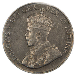 Obverse of a Canada 1925 5 Cents Nickel coin Key Date (ICCS EF-40, SKU: XXV 919), featuring the crowned profile portrait of King George V facing left in coronation robes, surrounded by GEORGIVS V DEI GRA: REX ET IND: IMP:.
