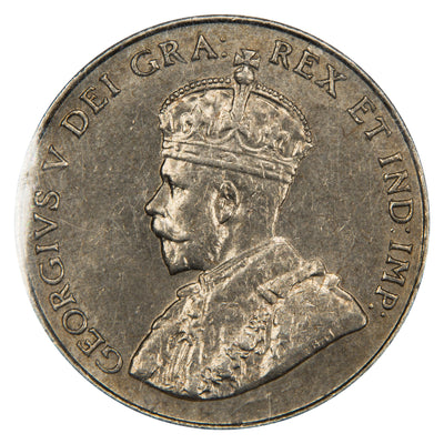Obverse of a Canada 1927 5 Cents nickel coin (ICCS MS-60, SKU: NX 897), featuring the crowned profile portrait of King George V facing left in coronation robes, surrounded by GEORGIVS V DEI GRA: REX ET IND: IMP:.