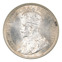 Obverse of a Canada 1929 10 Cents Dime silver coin (PCGS MS-63, SKU: 8235799), featuring the crowned profile portrait of King George V facing left in coronation robes, surrounded by GEORGIVS V DEI GRA: REX ET IND: IMP:.
