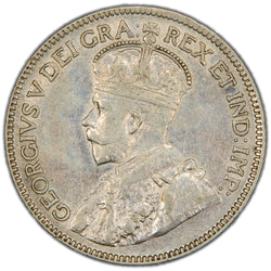 Obverse of a key rare-date Dominion of Canada 1933 25 Cents silver coin (SKU: SP2864) in Very Fine/Extremely Fine condition, featuring the crowned bust portrait of King George V facing left in robed regalia, surrounded by the legend GEORGIVS V DEI GRA: REX ET IND: IMP: with CANADA below.