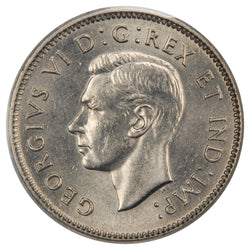 Obverse of a Canada 1938 5 Cents Nickel coin (ICCS MS-63, SKU: XZV 754), featuring the uncrowned profile portrait of King George VI facing left, surrounded by GEORGIUS VI DEI GRATIA REX ET IND: IMP:.