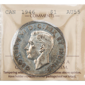 Canada 1946 $1 Silver Dollar Coin - ICCS AU-55