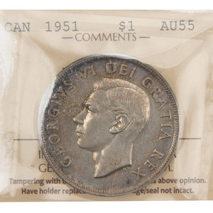 Canada 1951 Arnprior $1 Silver Dollar Coin - ICCS AU-55