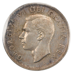 Obverse of a Canada 1951 Arnprior 1 Dollar silver coin (ICCS AU-55, SKU: XYH 040), featuring the uncrowned profile portrait of King George VI facing left, surrounded by GEORGIUS VI DEI GRATIA REX.