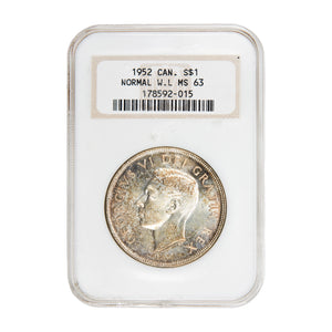 SOLD Canada 1952 Double HP $1 Silver Dollar Coin - NGC MS-63