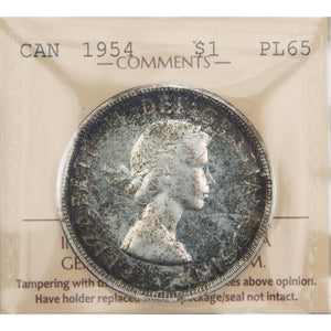 Canada 1954 $1 Silver Dollar Proof Like Coin - ICCS PL-65