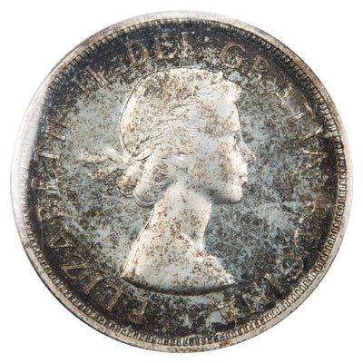 Obverse of a Canada 1954 1 Dollar silver coin (ICCS PL-65, SKU: XYH 078), featuring the first laureate profile portrait of Queen Elizabeth II facing right, surrounded by ELIZABETH II DEI GRATIA REGINA.