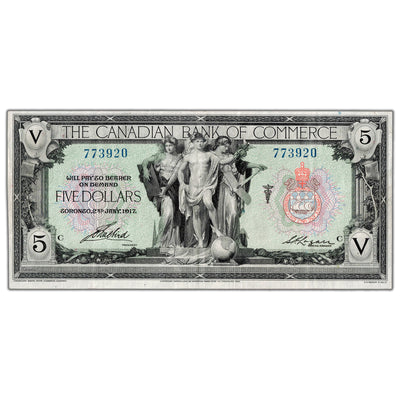 Canadian Bank of Commerce 1917 $5 Chartered Note #75-16-04-06a - VF/EF