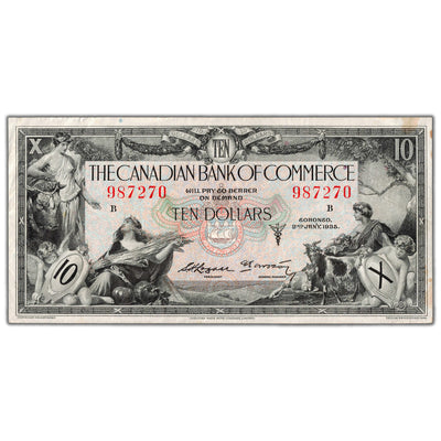 Canadian Bank of Commerce 1935 $10 Chartered Note #75-18-08a - Abt. EF (minor stain)