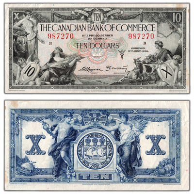 Canadian Bank of Commerce 1935 $10 Chartered Note #75-18-08a - Abt. EF (minor stain)