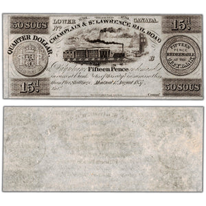 Champlain & St. Lawrence Rail Road 1837 30 Sous Remainder Note - Uncirculated