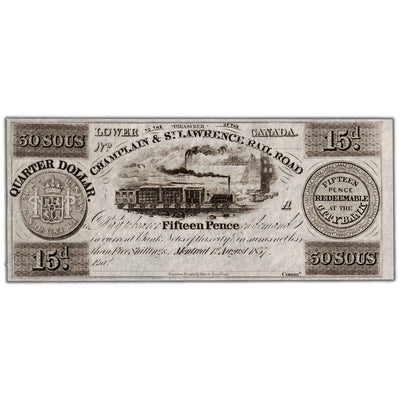 Champlain & St. Lawrence Rail Road 1837 30 Sous Remainder Note - Uncirculated