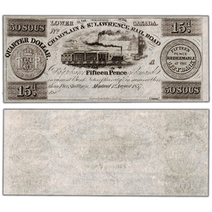 Champlain & St. Lawrence Rail Road 1837 30 Sous Remainder Note - Uncirculated