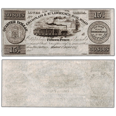 Champlain & St. Lawrence Rail Road 1837 30 Sous Remainder Note - Uncirculated