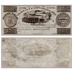 Champlain & St. Lawrence Rail Road 1837 30 Sous Remainder Note - Uncirculated