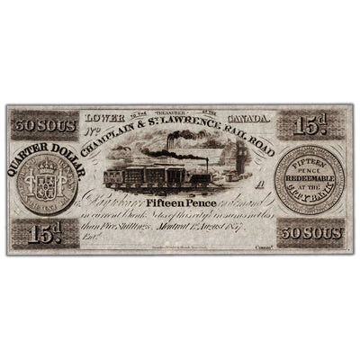 Champlain & St. Lawrence Rail Road 1837 30 Sous Remainder Note - Uncirculated