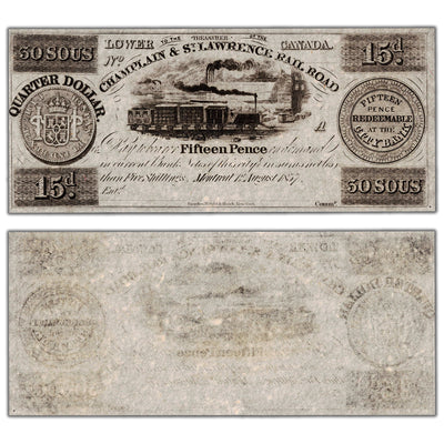 Champlain & St. Lawrence Rail Road 1837 30 Sous Remainder Note - Uncirculated