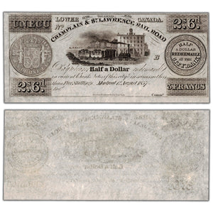Champlain & St. Lawrence Rail Road 1837 1 Ecu Remainder Note - Uncirculated