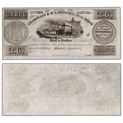 Champlain & St. Lawrence Rail Road 1837 1 Ecu Remainder Note - Uncirculated
