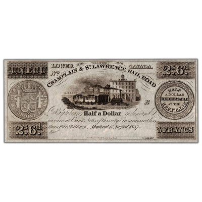 Champlain & St. Lawrence Rail Road 1837 1 Ecu Remainder Note - Uncirculated