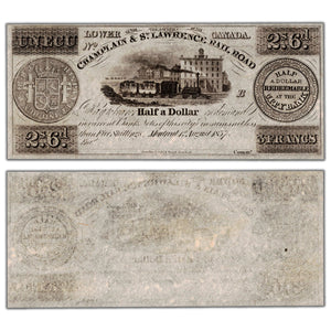 Champlain & St. Lawrence Rail Road 1837 1 Ecu Remainder Note - Uncirculated