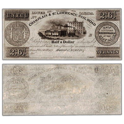 Champlain & St. Lawrence Rail Road 1837 1 Ecu Remainder Note - Uncirculated