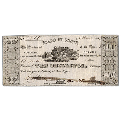 Cobourg Board of Police 1848 $2 Note MU-5 - VF