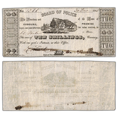 Cobourg Board of Police 1848 $2 Note MU-5 - VF